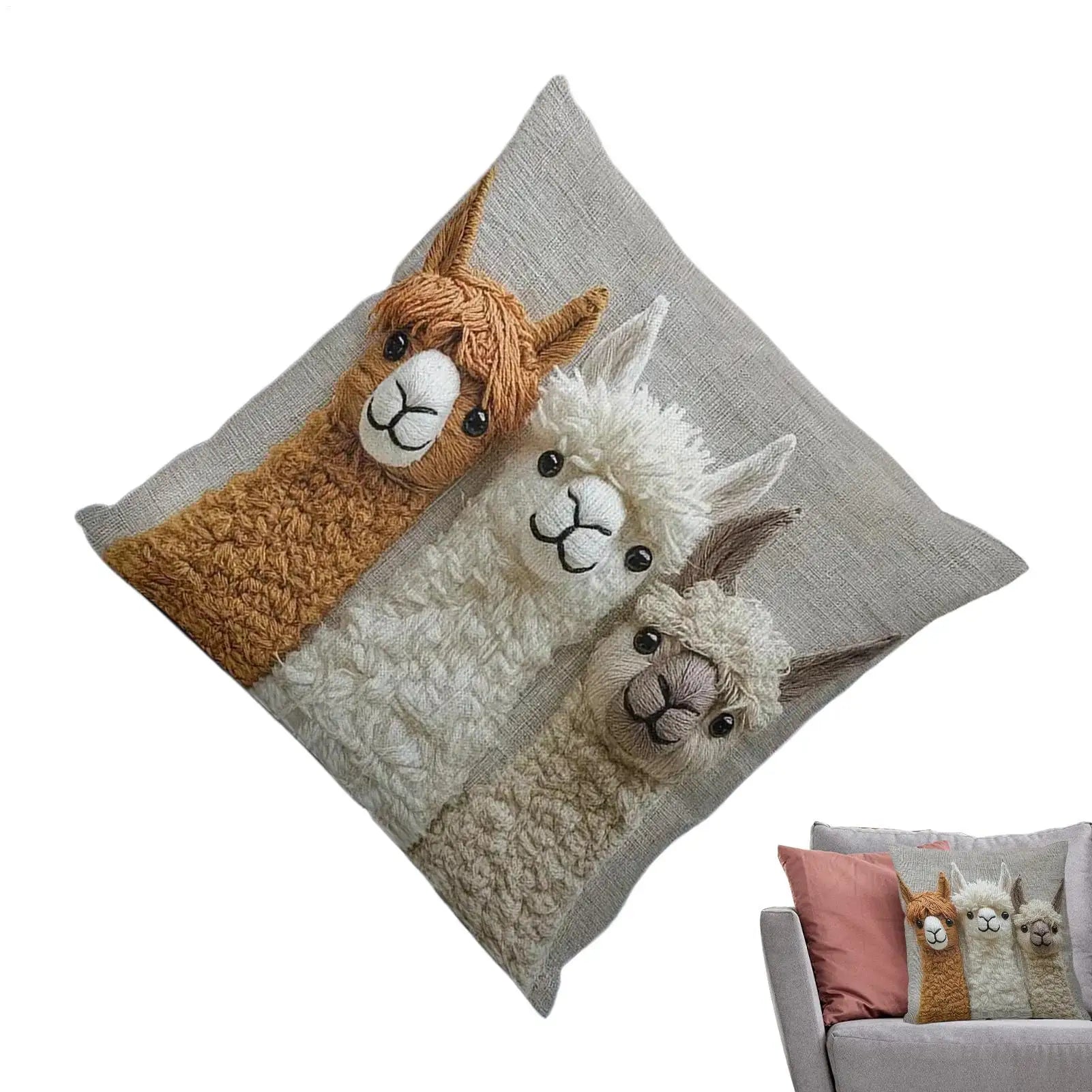 Cute Alpaca Print Pillow Cover – Soft Cushion Case 17.7x17.7in Decorative Pillow Cover Zpaxo