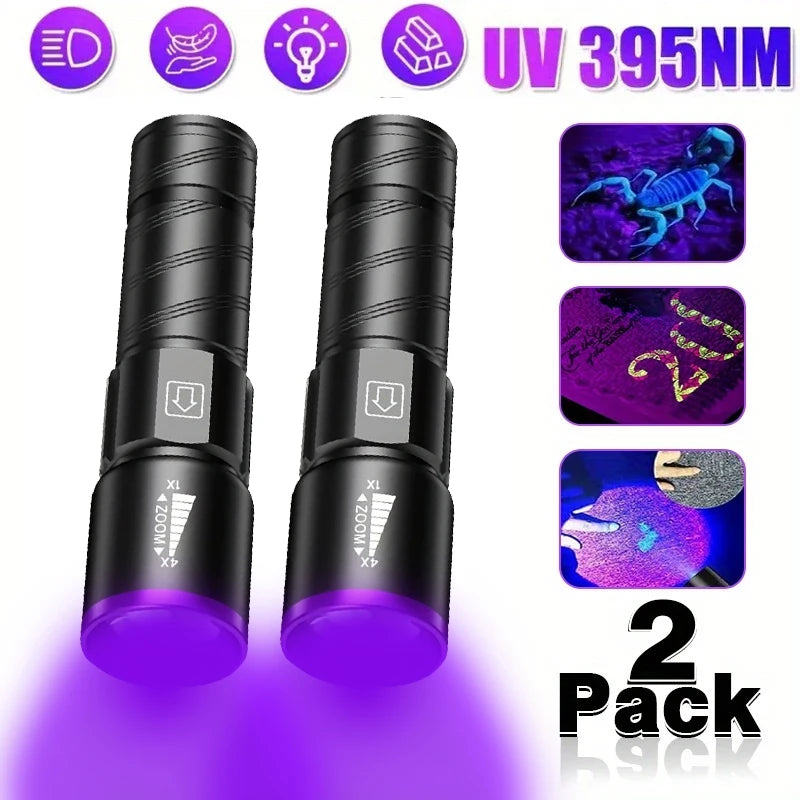 KDULIT UV 395nm Rechargeable Zoomable Flashlight – 3 Modes