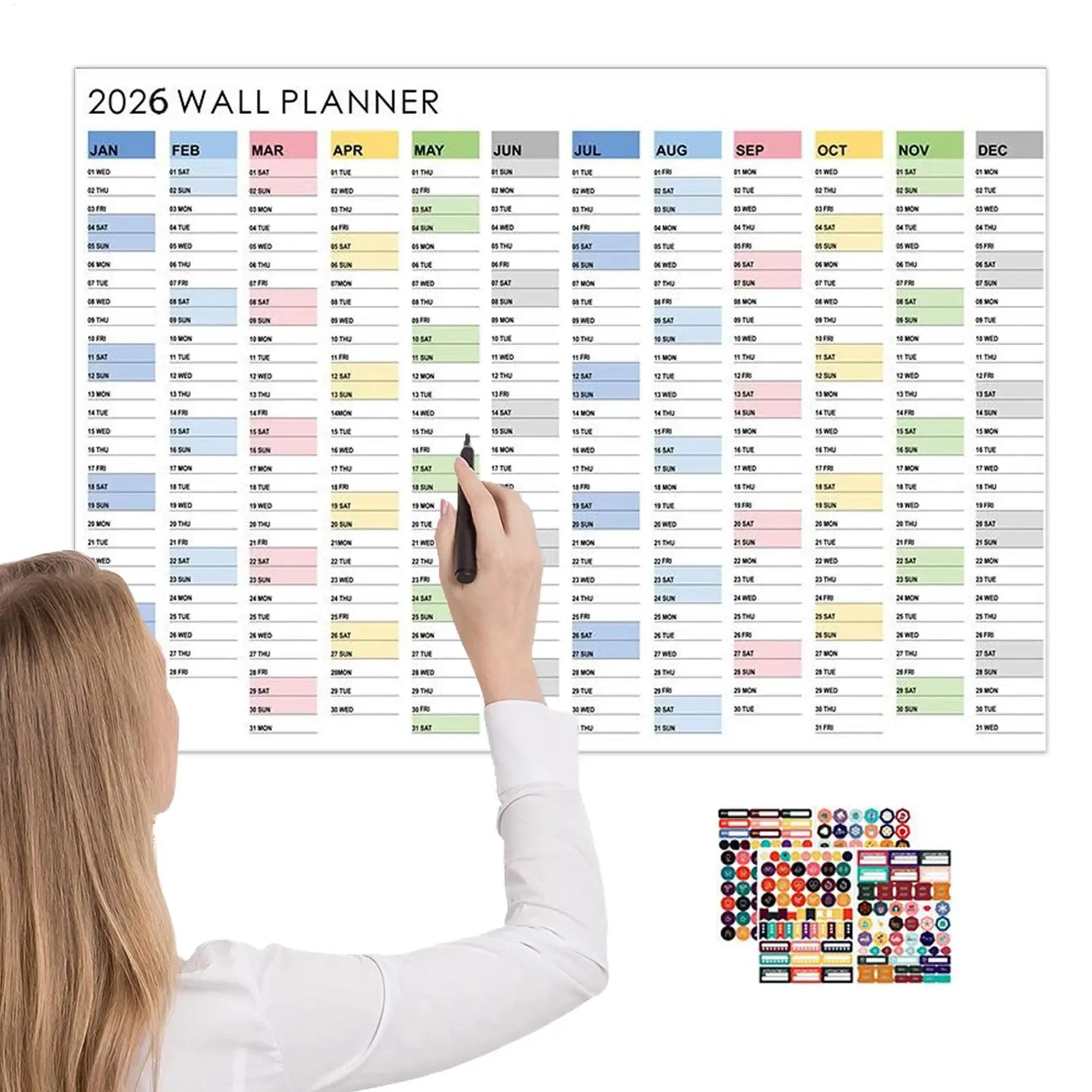 2026 Wall Calendar Yearly Planner Poster Decorative Planning Schedule