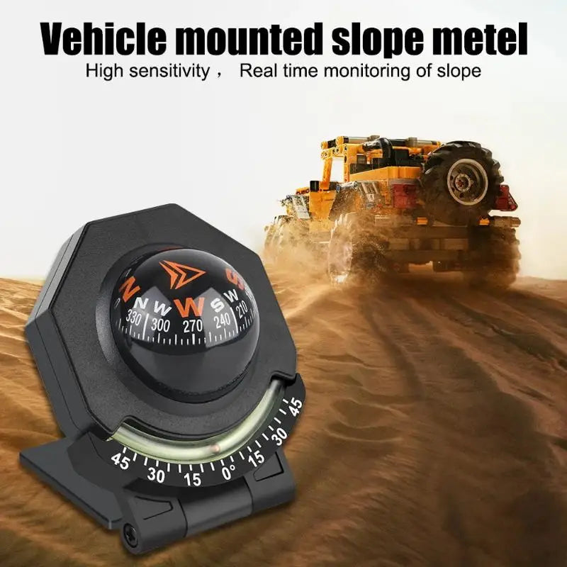 2-in-1 Car Dashboard Compass & Slope Meter | Foldable Ball Compass