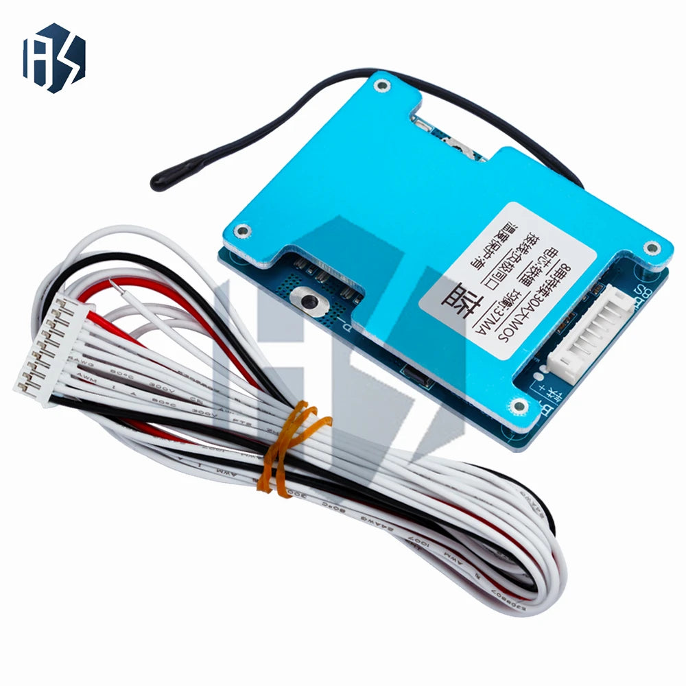 8S 24V 30A LiFePO4 Battery Protection BMS Module with Active Balancing, 600W Continuous Output, Solar Charging Protection PCB Bo Zpaxo