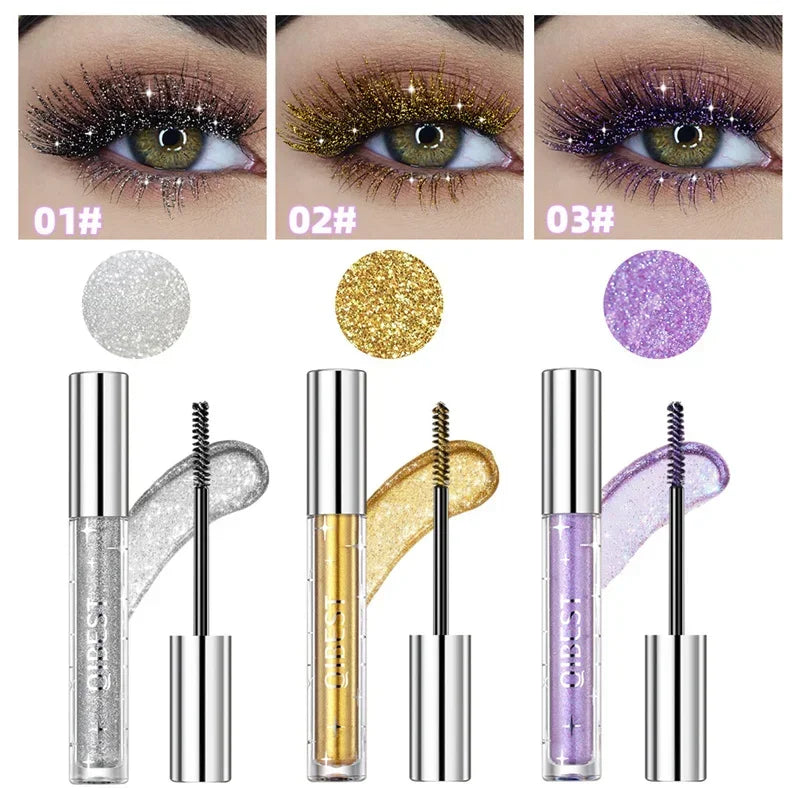 3 Colors Diamond Glitter Mascara Quick Dry Long Lasting Mascara Curling Thick Shiny Eyelash Fashional Sexy Shimmer Eye Makeup Zpaxo