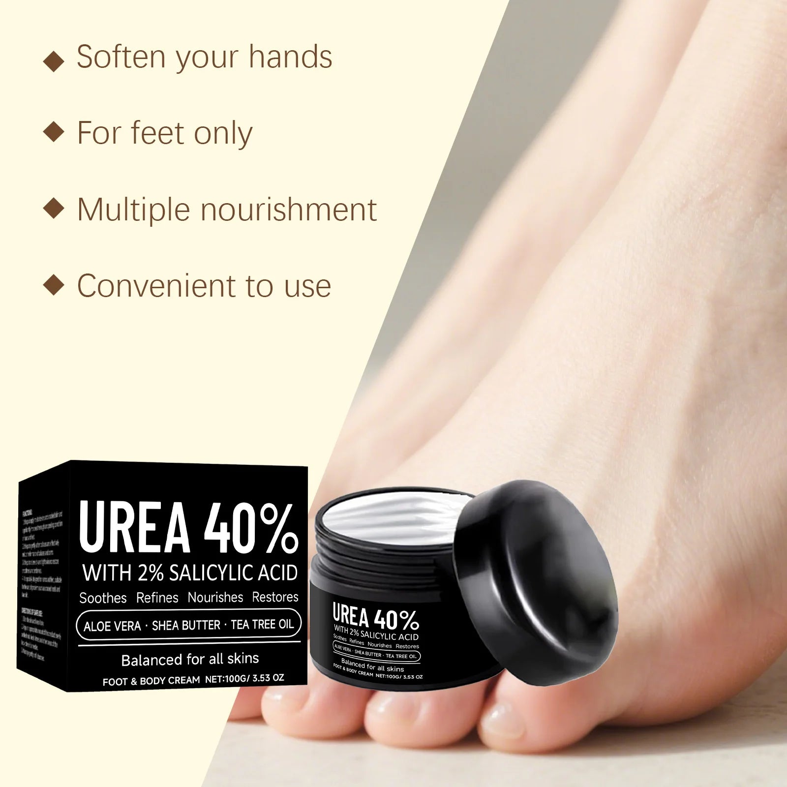 Hoygi 40% Urea Foot & Hand Cream – Cracked Heel Moisturizer Foot & Hand Cream Zpaxo
