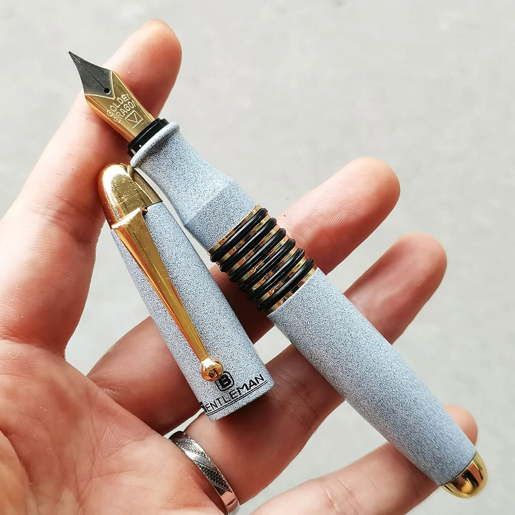 Dandong Nineties Jinlong White Fat Fountain Pen Soviet Union Pure Copper Coated Tip Zpaxo Light Grey F