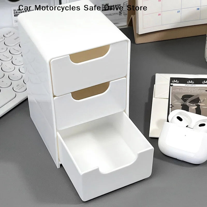 Simple 3-layer Drawer Desktop Mini Storage Box Multi-function Jewelry
