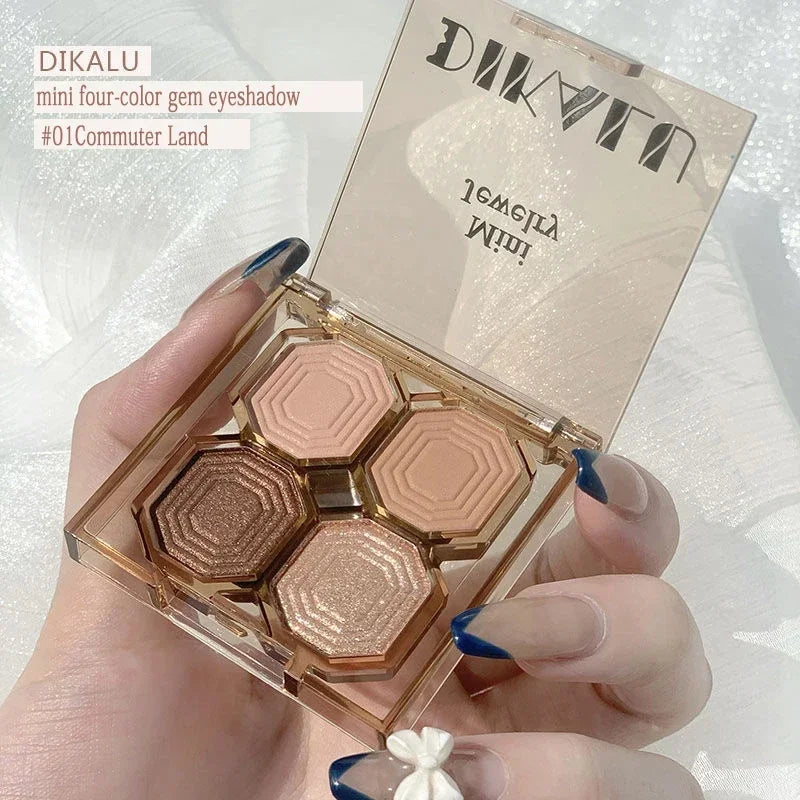 Four-color Eyeshadow Palette Chocolate Brown Daily Bright Shiny Matte