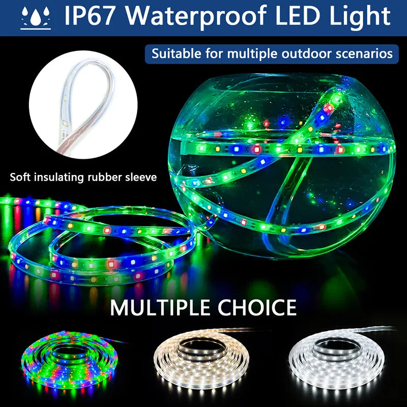 RGB 2835LED Solar Strip Lights Outdoor Fairy Leather Thread Lamp 8 Zpaxo