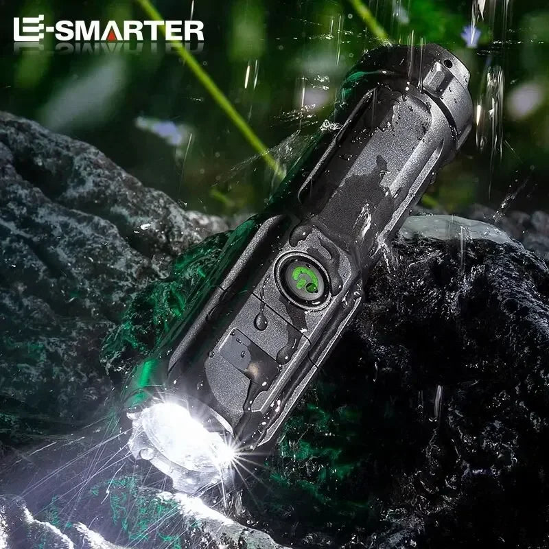Rechargeable Telescopic Zoom Tactical Flashlight LED Torch with 4 Lighting Modes Long-Range Waterproof for Camping And Fishing Zpaxo