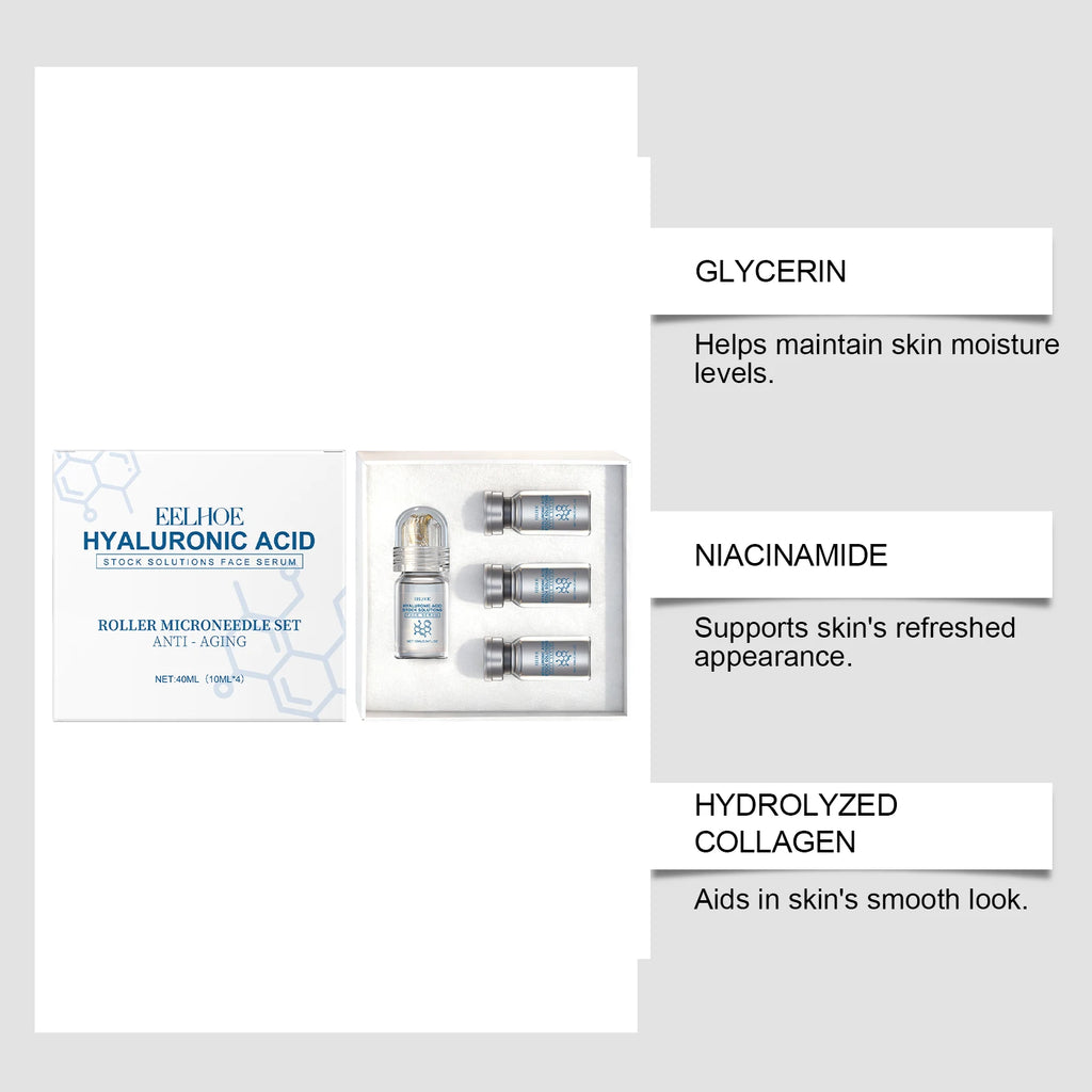 Eelhoe Hyaluronic Acid Face Serum & Microneedle Roller Set Face Serum Set Zpaxo