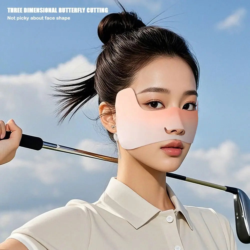 Summer Ice Silk Sun Protection Mask UPF50+ Breathable Women Face Mask Canthus Protection Half Face Face Shield for Golf Sports Zpaxo