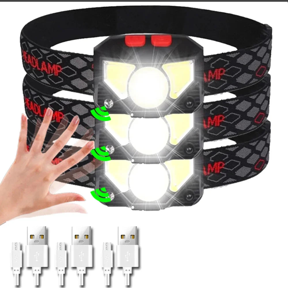 ESMARTER COB LED Headlamp – 6 Modes, Motion Sensor, IPX4