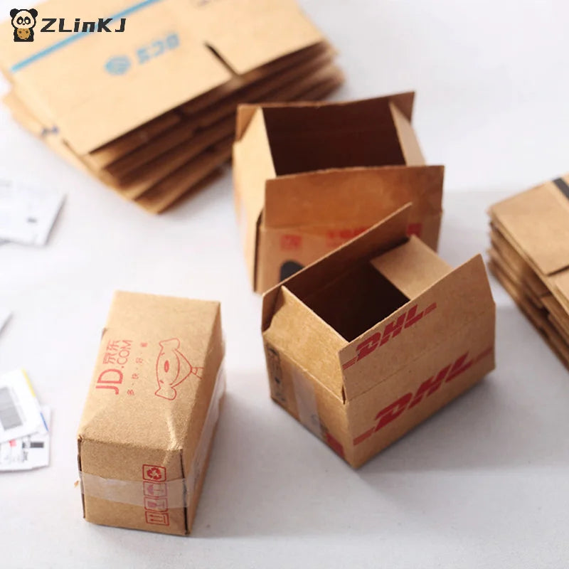 ▶5Pcs/set Mini Carton Express Carton 1:12 Dollhouse Miniature Express Box Decor Toy Zpaxo