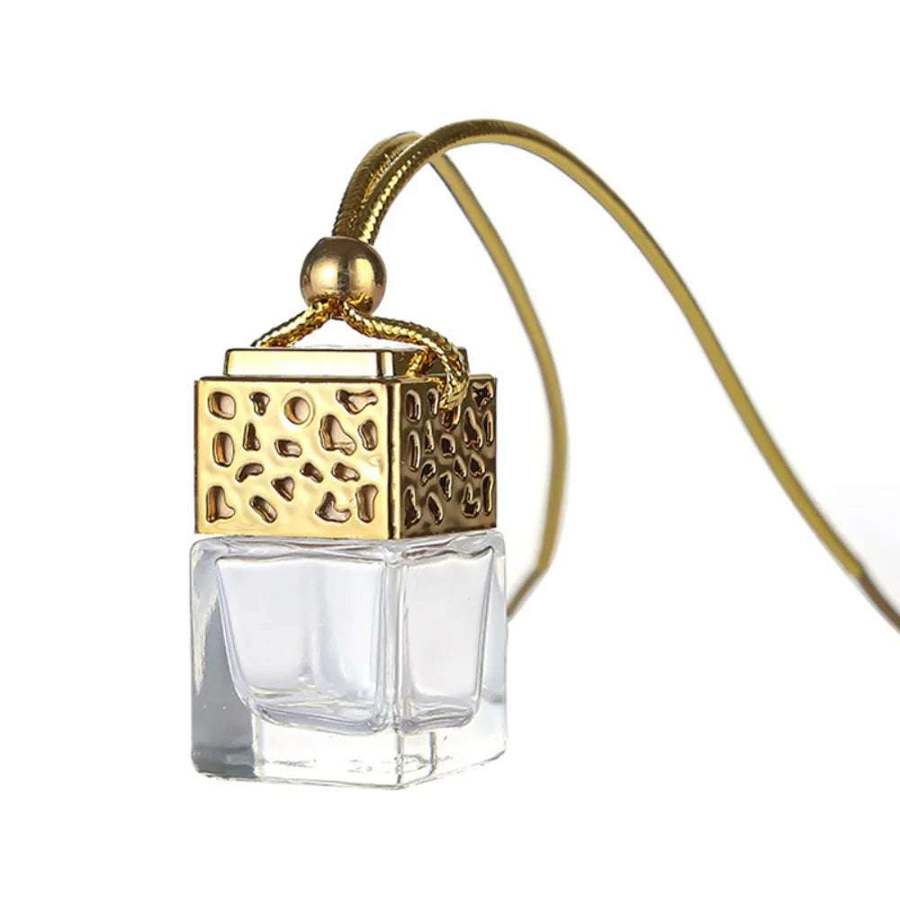 Portable Perfume Bottle Glass Pendant Car Fragrant Capsule Refillable Zpaxo Gold