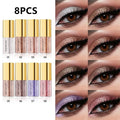 Pearl Liquid Eyeshadow Natural Smokey Silver Fine Shimmer Diamond Glitter Eye Shadow Eyelid Waterproof Highlighter Beauty Makeup Zpaxo 8Pcs Set