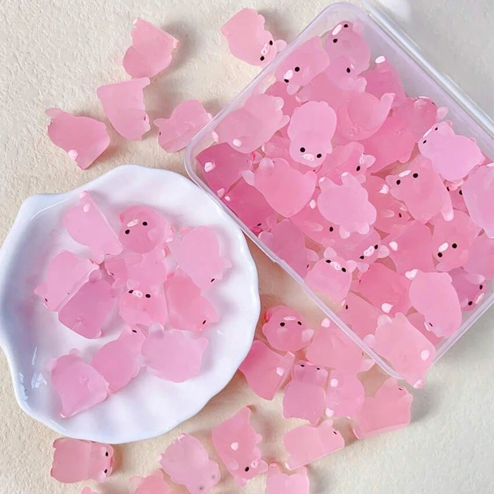 6/15/30/1Box Luminous Pig Design Glow in The Dark Creative Mini Pink Pig Miniature for Garden Landscape Home Decoration Zpaxo
