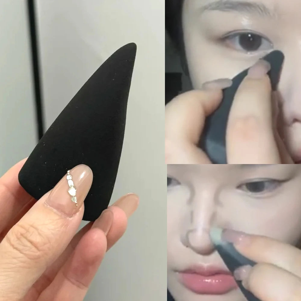 Finger Shape Blender Makeup Sponge Puff Dry Wet Dual-use Foundation Zpaxo 1Pcs Black
