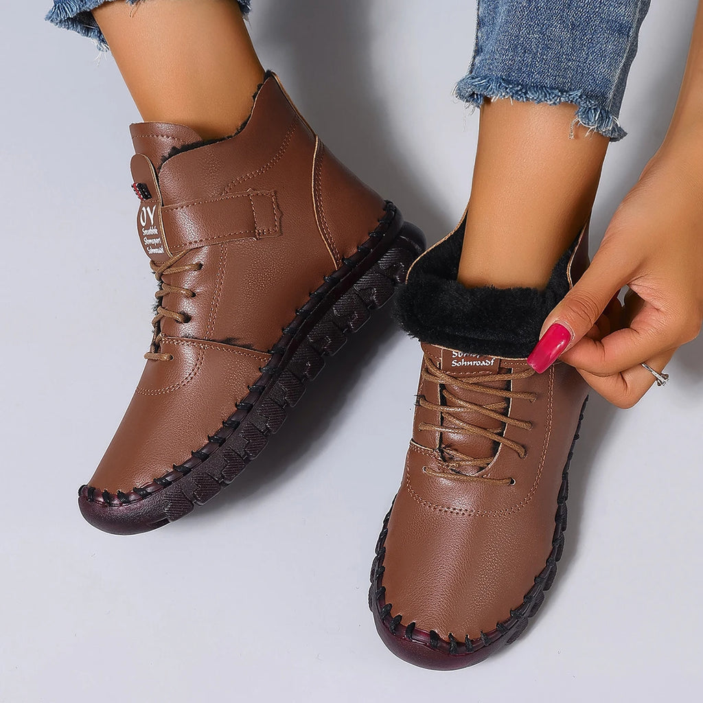 Women Boots 2025 New Comfortable Flat Ankle Boots Luxury Casual Thickened Warm Mom Shoes Fashion Handmade Cotton Shoes Women Zpaxo