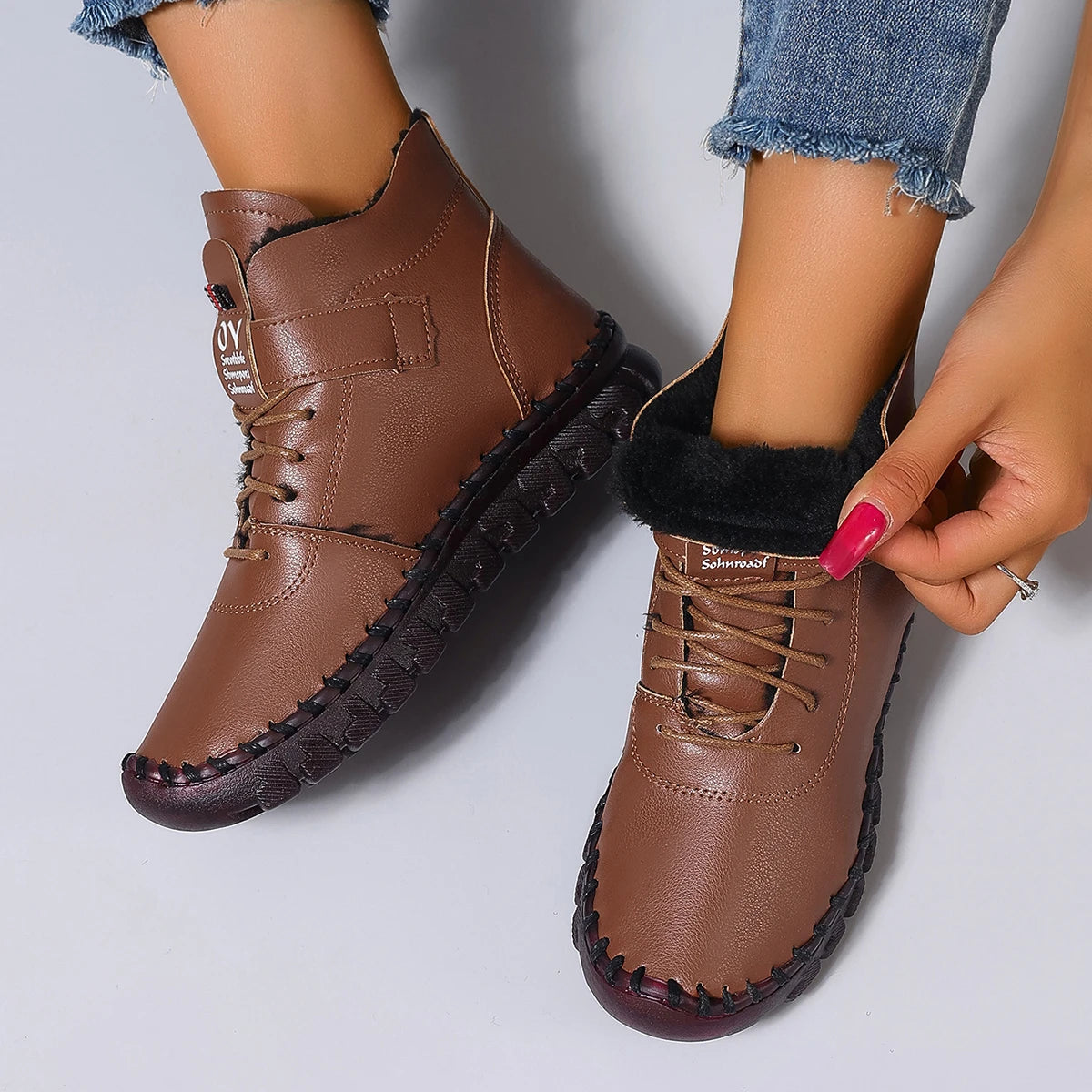 Women Boots 2025 New Comfortable Flat Ankle Boots Luxury Casual Thickened Warm Mom Shoes Fashion Handmade Cotton Shoes Women Zpaxo