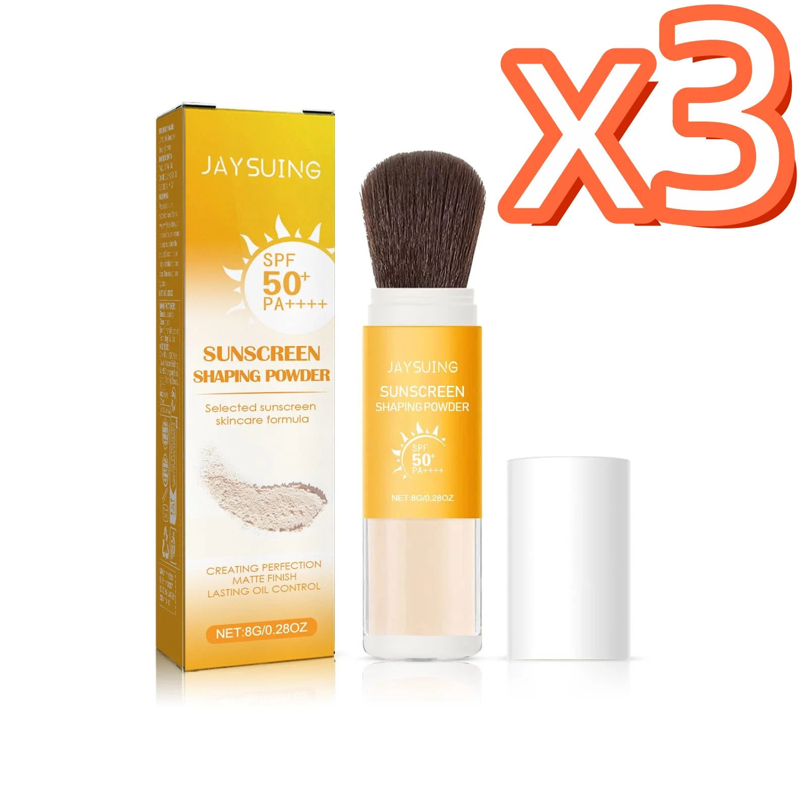 Jaysuing SPF 50 Sunscreen Loose Setting Powder – Oil Control Matte Sunscreen Setting Powder Zpaxo 8g Boxed X 3PCS