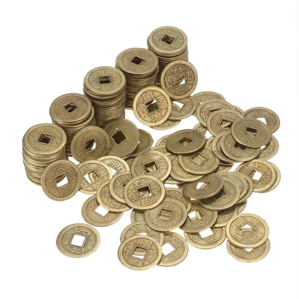 50/100/200Pcs Chinese Feng Shui Coins Antique Bronze Good Luck Ching Coins for Health and Wealth Home Office Car Decoration Zpaxo