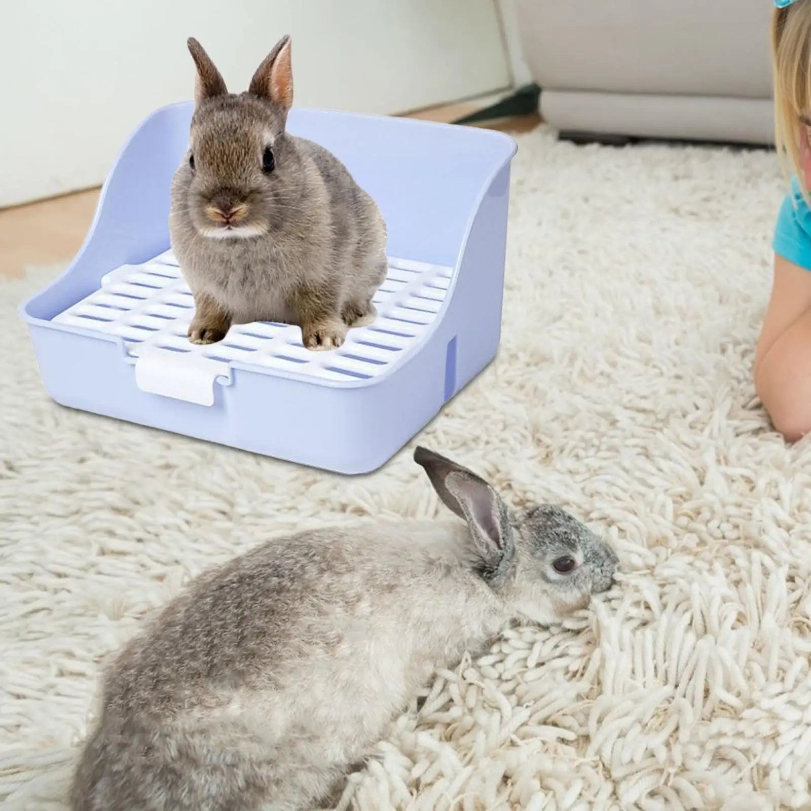 Rabbit Litter Box Detachable Pee Tray Portable Bedpan Pet Toilet for Hamster Small Animals Chinchillas Pet Supplies Bunny Zpaxo Blue
