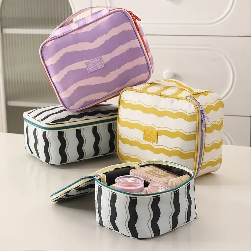 Hot Ins Striped Travel Storage Bag, Bathroom Cosmetics, Dry and Wet Separation, Wash Bag, Multi-functional Bedroom Storage Bag Zpaxo