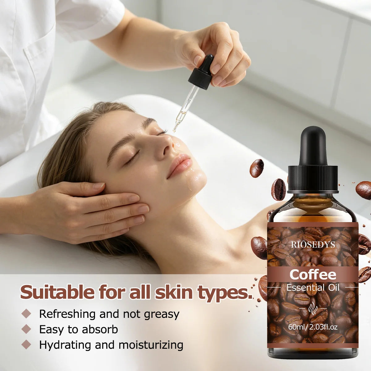 60ml COFFEE ESSENTIAL OIL has deep nourishing moisturizing effects, making it suitable for massage, skin care, and hydration. Zpaxo