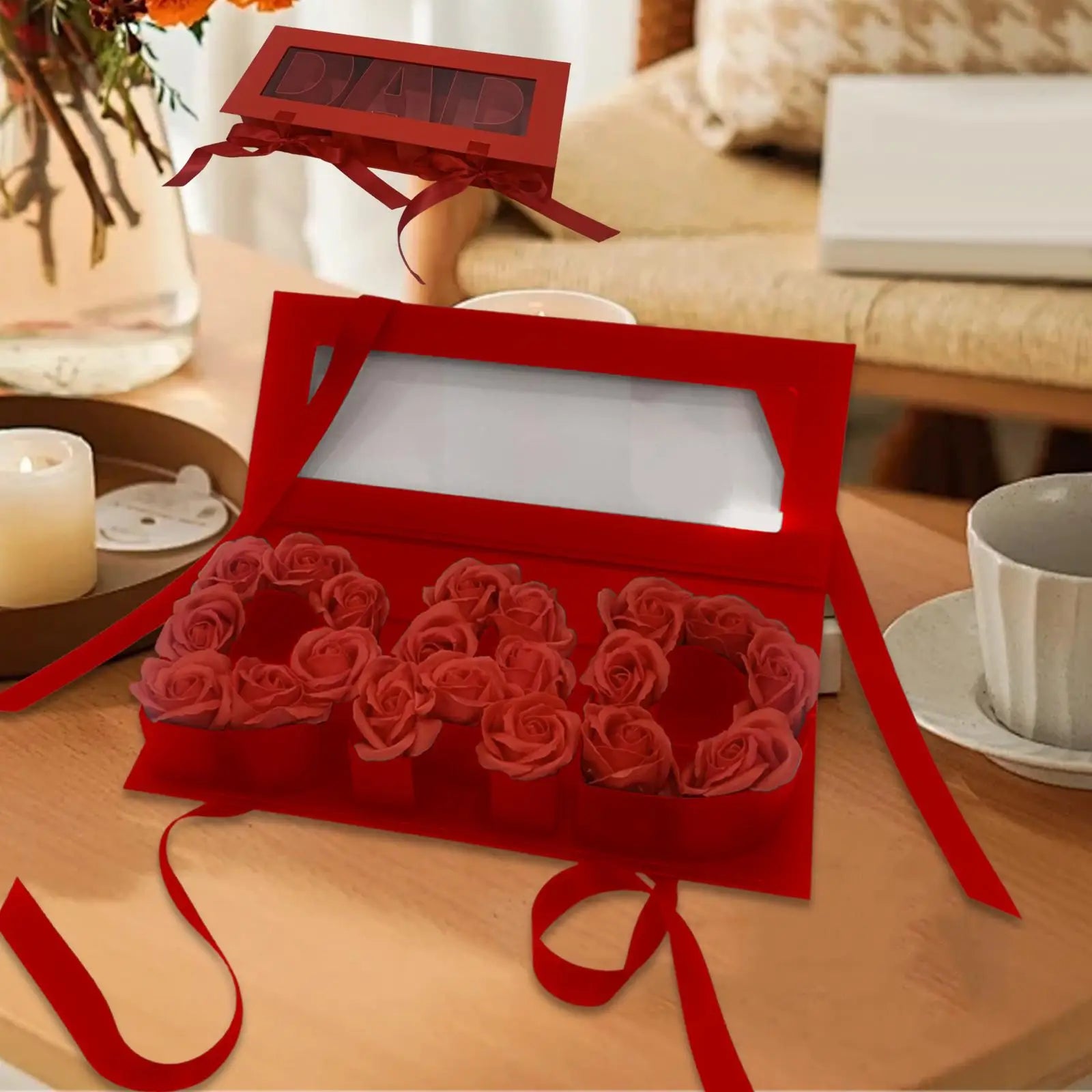 Dad Letter Shaped Empty Flower Box Father's Day Floral Packaging for Celebrations Parties DIY Decor Valentines Anniversary Zpaxo Red
