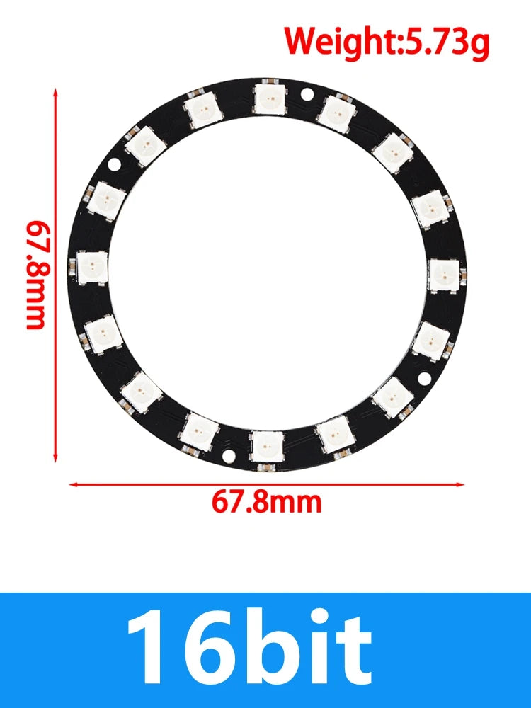 WS2812B 24-Bit Addressable RGB LED Ring 5050 High-brightness Zpaxo ws2812 16bit