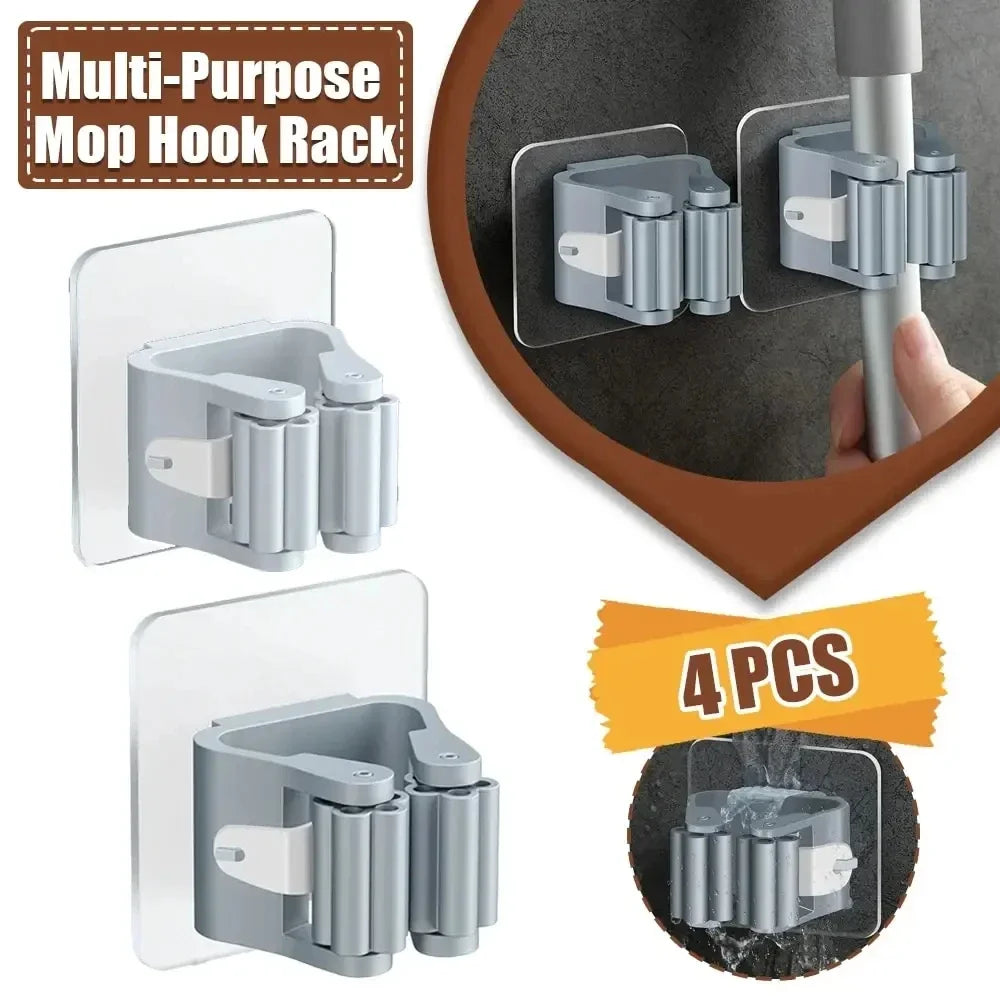 Mop Storage Rack Bathroom Suction Hanging Hook Pipe Traceless Clip Zpaxo