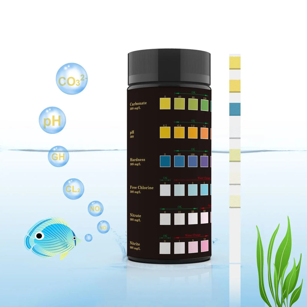 50 6-in-1 Aquarium Testing Strips Freshwater Saltwater Ponds PH Zpaxo