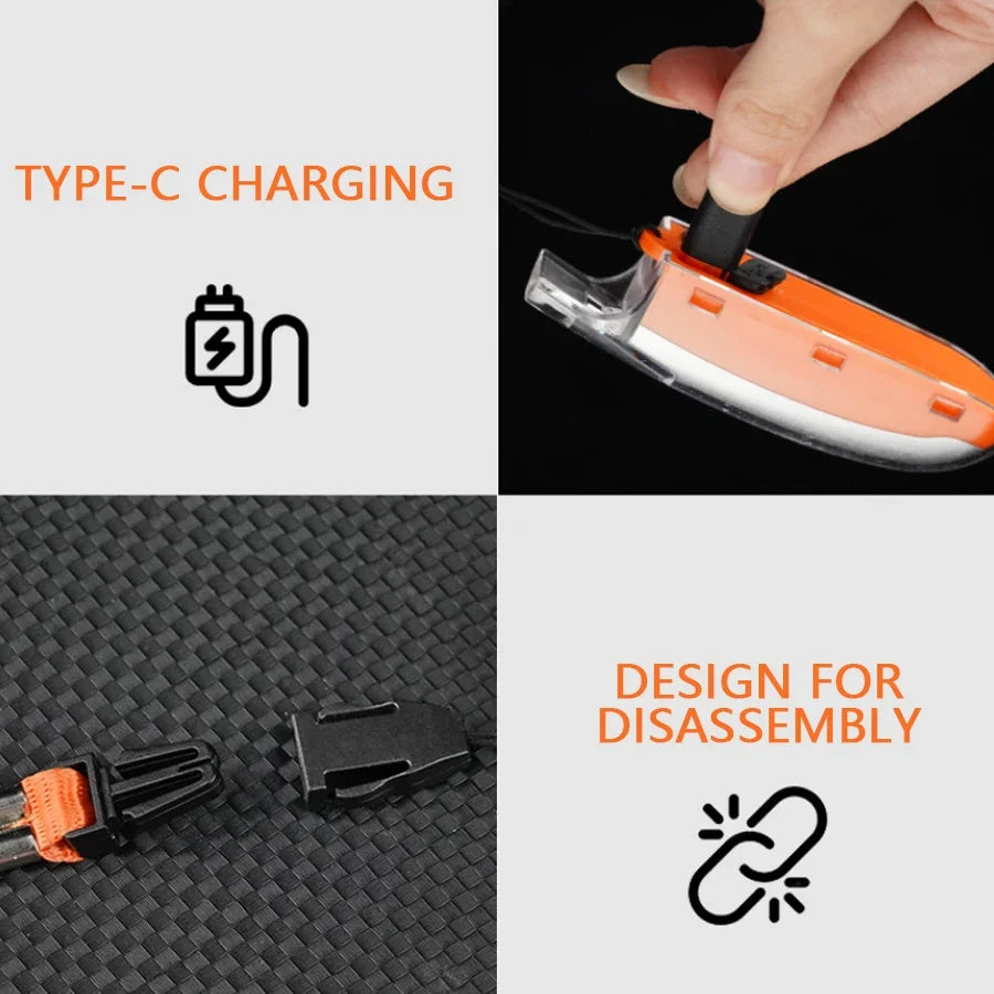 EDC Keychain LED Flashlight & Whistle – USB-C Rechargeable Torch