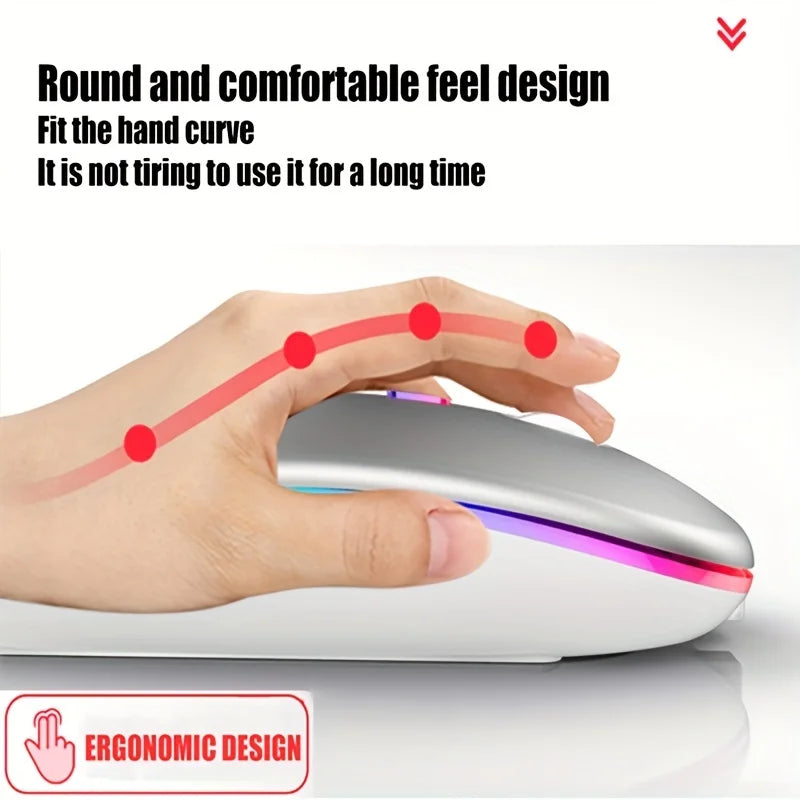 Wireless Mouse Gaming Mouse Backlight RGB Rechargeable Mice Silent Backlit Ergonomic Dual Mode Gaming Mouse For Computer Laptops Zpaxo