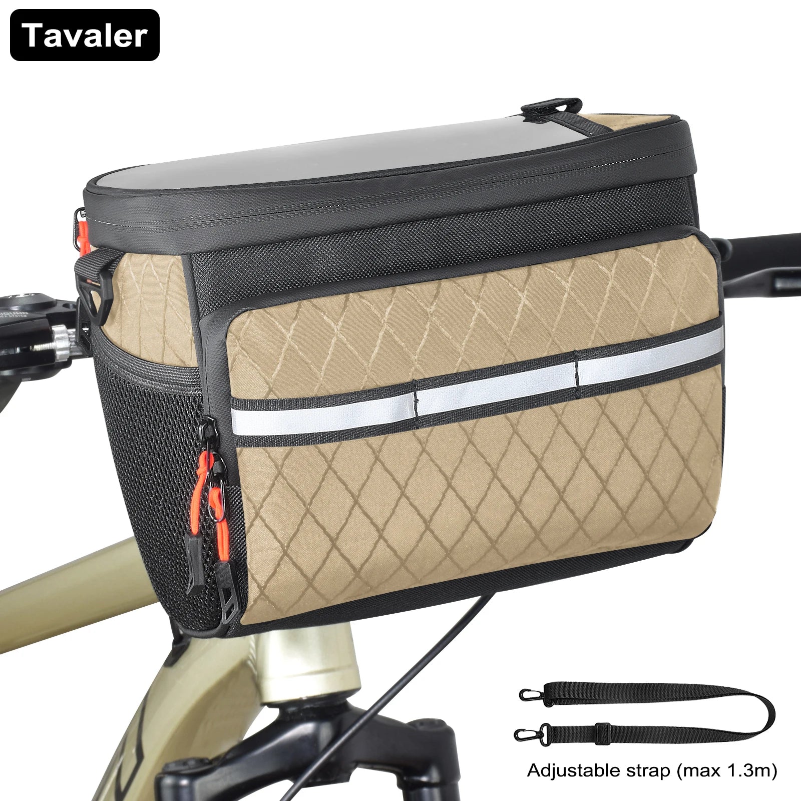 New6L Bicycle Front Bag Multifunctional Large Capacity Insulated Touchscreen Bicycle Basket Outdoor Multi-Pocket Bike Accessorie Zpaxo off-white 01