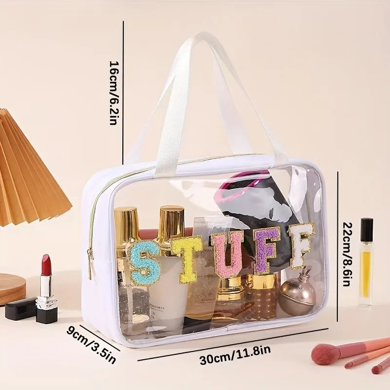 Transparent PVC Cosmetic Bag Large Waterproof Makeup Pouch Handle