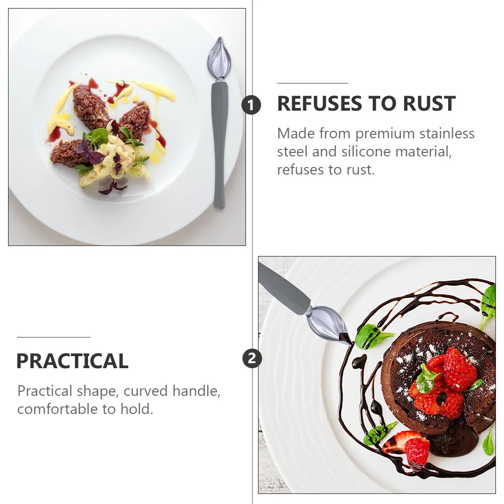 Stainless Steel Silicone Decorating Spoon Cake Cream Sauce Coffee Art