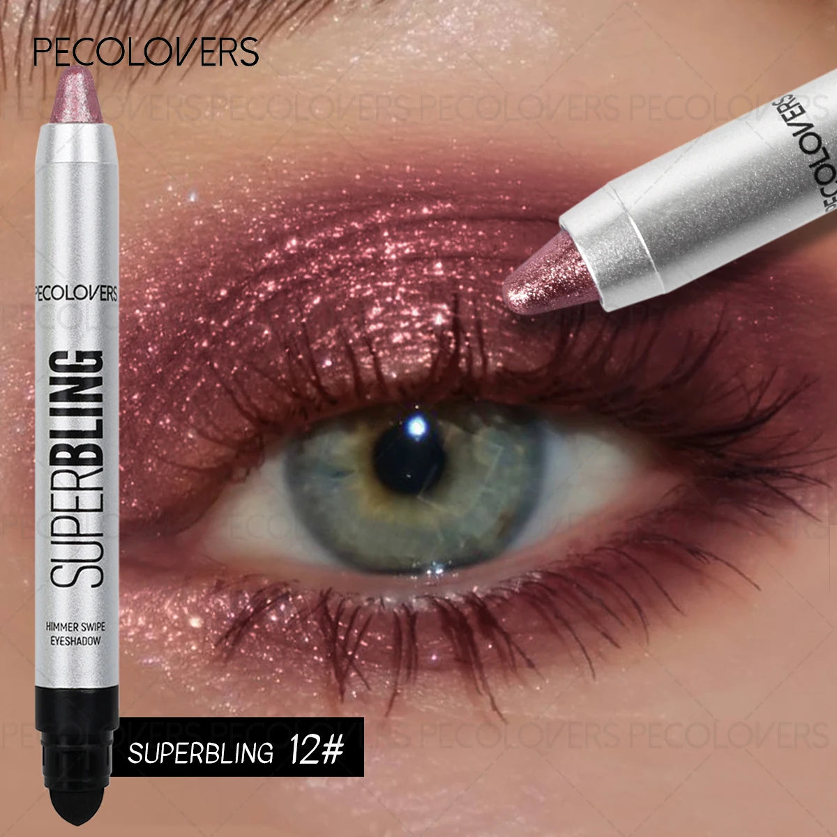 1PC Waterproof Pearlescent Eyeshadow Pencil - Smudge-proof Shimmery Shades, Brightening Eye Highlighter, Creamy Texture Zpaxo 12