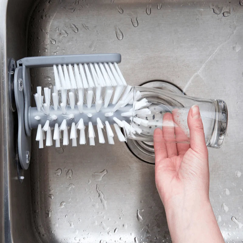Cup Scrubber Glass Cleaner Lazy Bottles Brush Sink Kitchen Accessories 2 in 1 Drink Mug Wine Suction Cup Cleaning Brush Gadgets Zpaxo