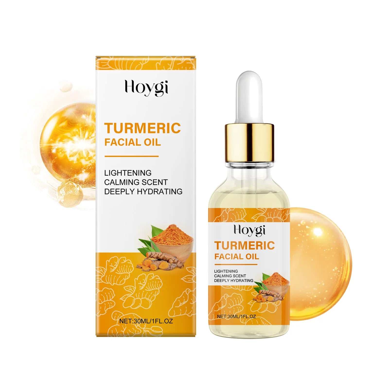 Turmeric Facial Essence Oil Nourishing Brightening Fade Dark Spot Skin Care Smoothing Firming Glowing Complexion Moisturizing Zpaxo 30ml Boxed