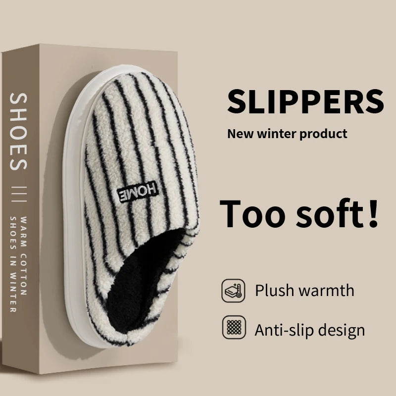 Men's Winter Slippers Indoor House Shoes Non-slip Fuzzy Scuff Soft
