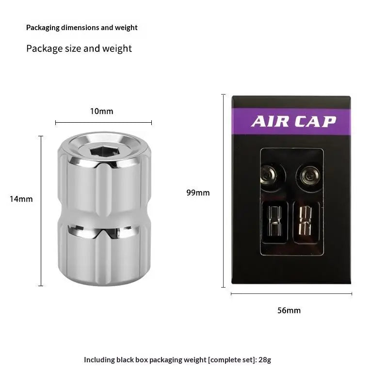 4-Pack Anti-Theft Stainless Steel Tire Valve Stem Caps + Wrench