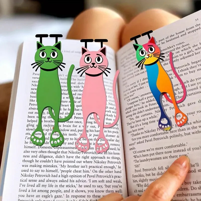 Cute 2D Acrylic Cat Bookmarks Colorful Page Markers Book Lovers