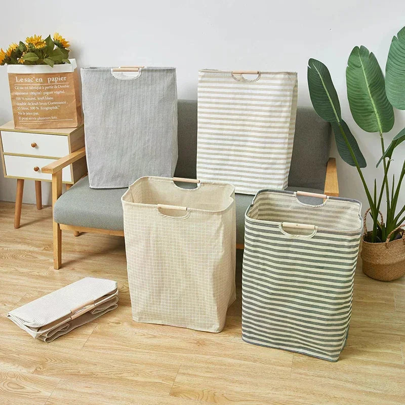 Waterproof Laundry Basket Cotton Linen Dirty Clothes Baskets Zpaxo