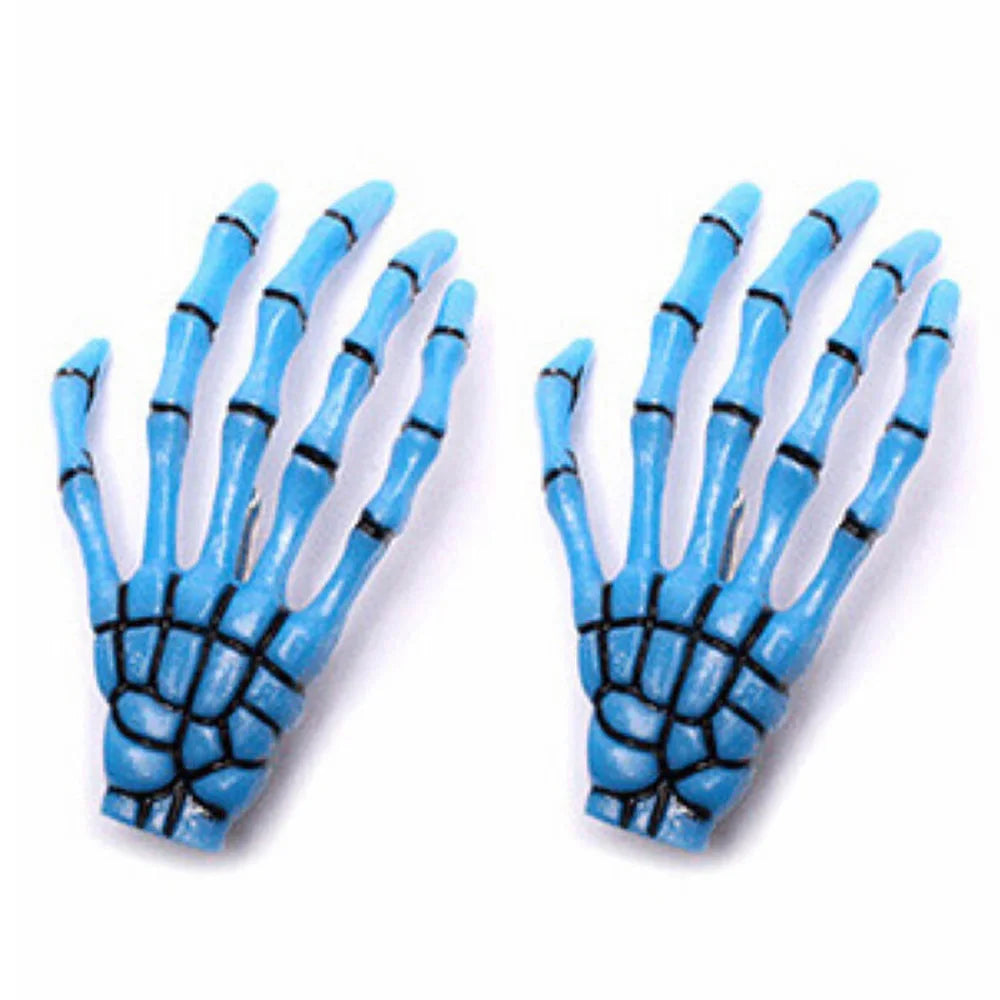 Creative Design Hair Accessories Hand Bone Halloween Clips Claw Zpaxo blue