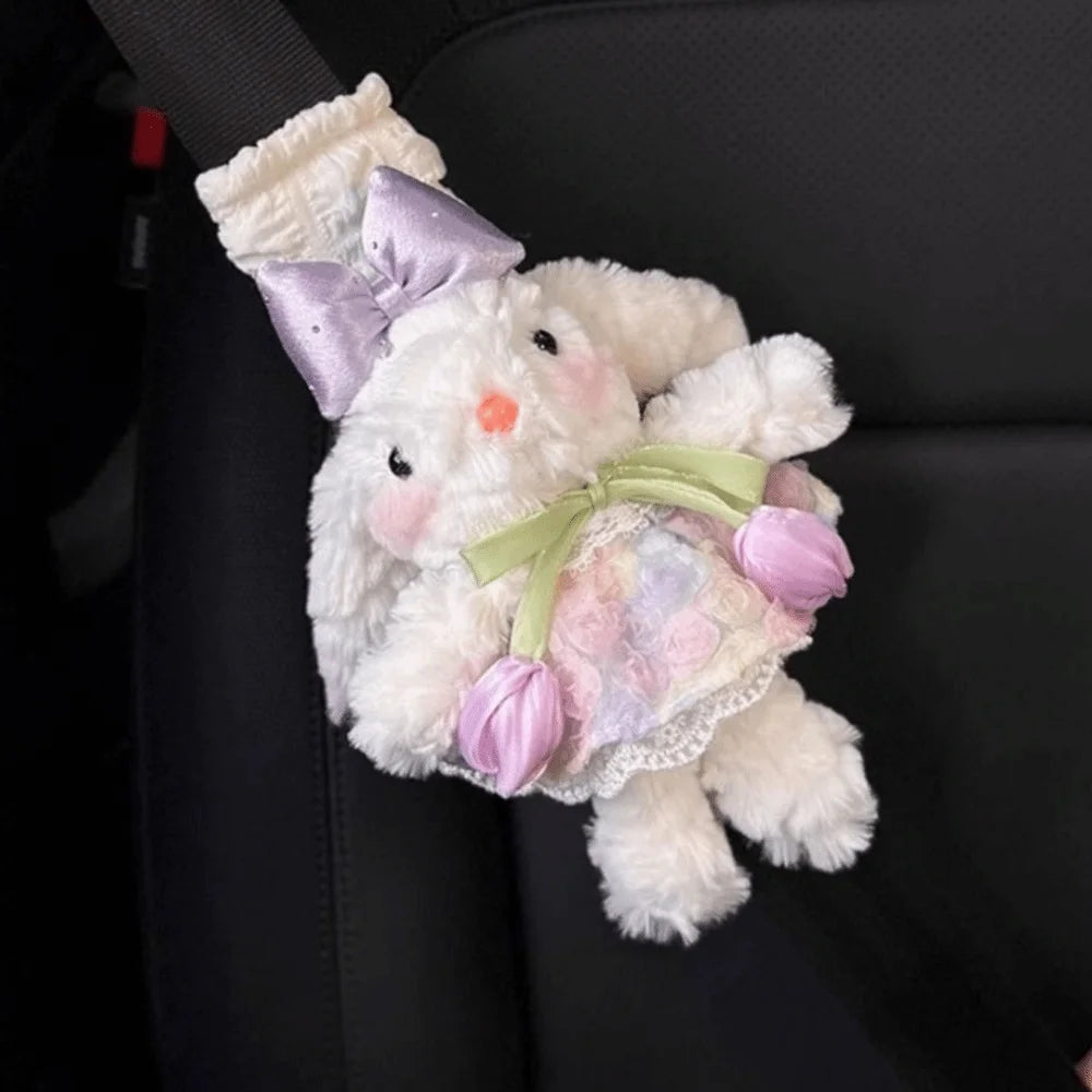 Cartoon Car Seat Belt Cover Long-eared Rabbit Anti Slip Shoulder Zpaxo
