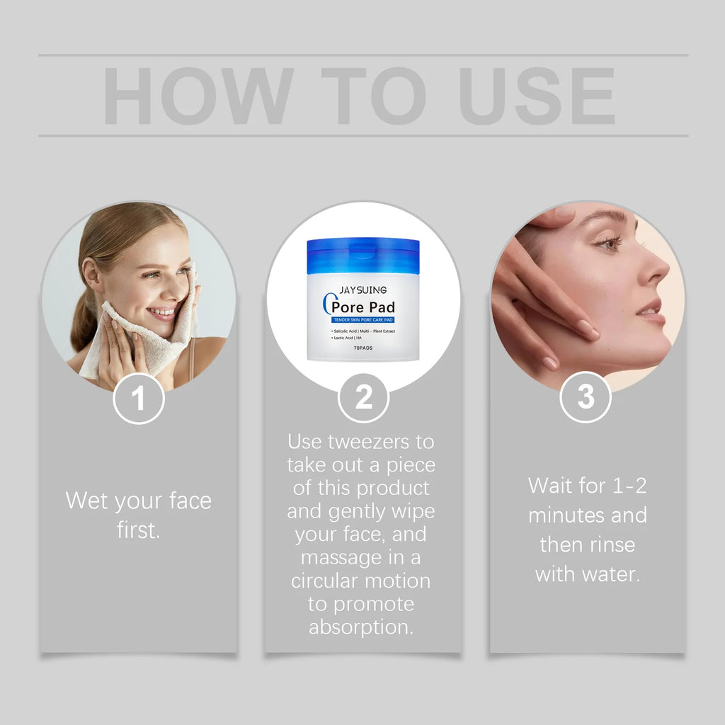 Jaysuing Hyaluronic Acid Exfoliating Cotton Pads 70 Pcs Exfoliating Face Pads Zpaxo