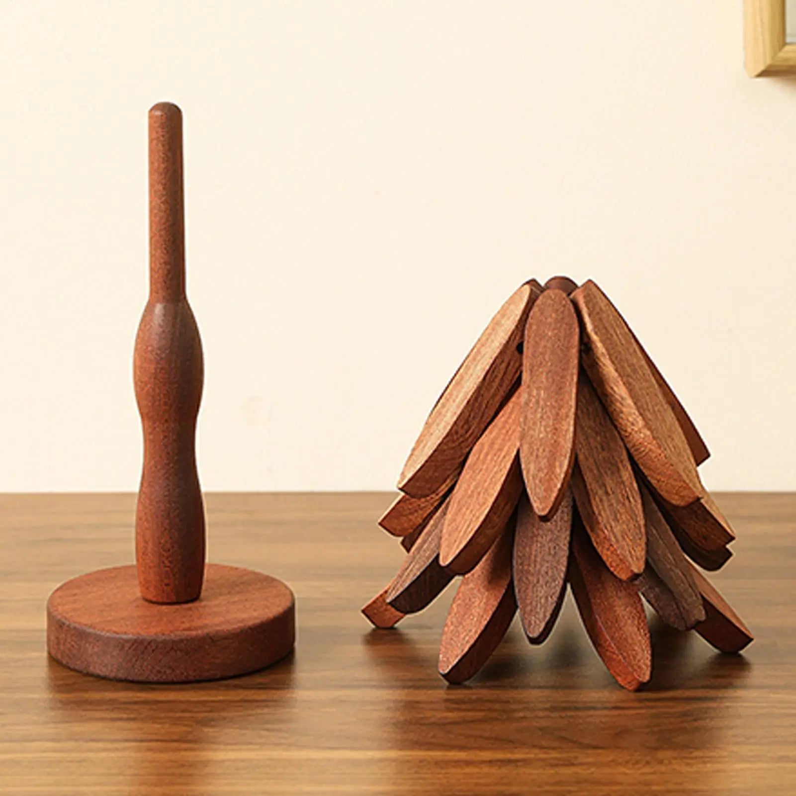 Christmas Tree Coaster Foldable Wood Trivet Pots Pans Bowls Xmas
