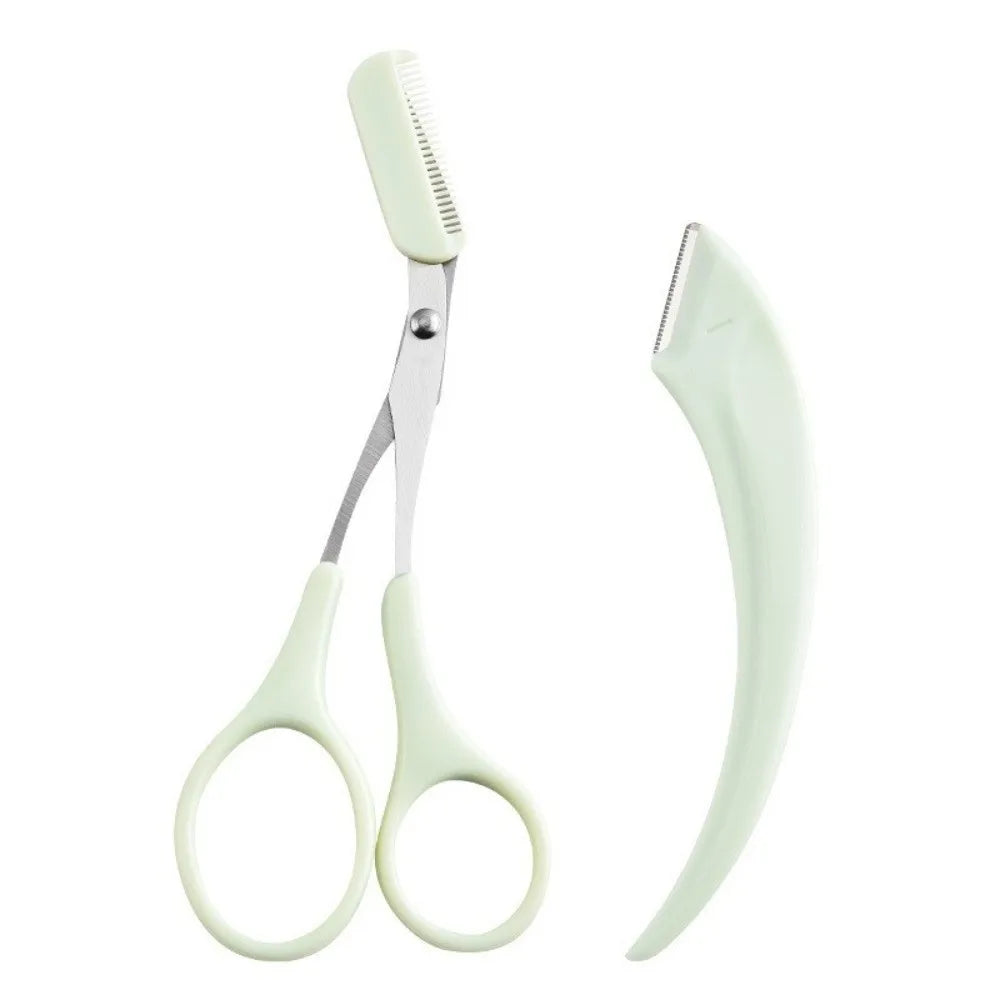 with Comb Eyebrow Trimmer Stainless Steel Multifounction Eyebrow Trimming Scissors Ultra-Smooth Brow Trimmer Makeup Tool Zpaxo Green