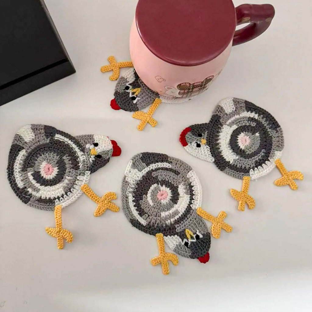 Chicken Coasters Heat Resistant Absorbent Drink Coaster Crochet