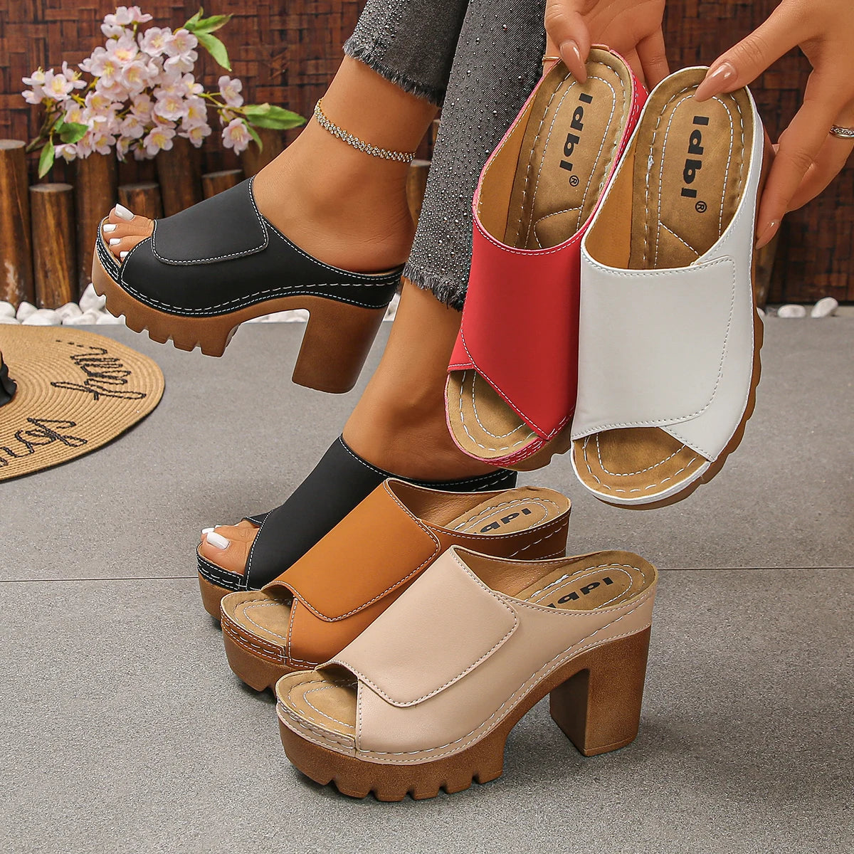 Trend Women Sandals Designer Lightweight Shoes Women Open-Toe High-Heel Slippers Summer New Fashion Outdoor Wear Slip-On Shoes Zpaxo